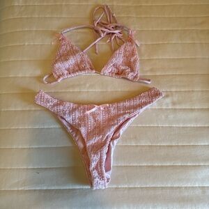 Pink Textured Bikini Set